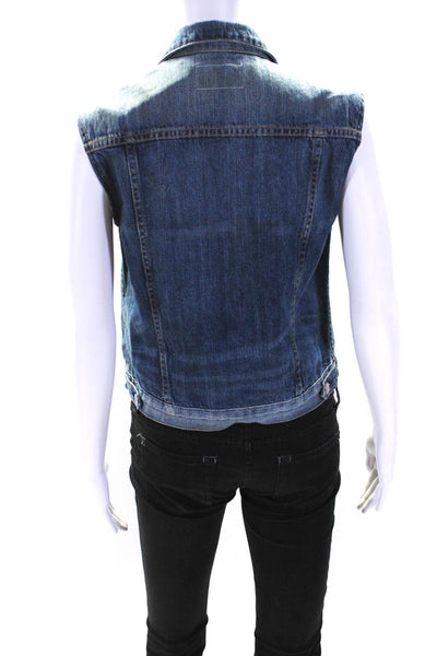 Rag & Bone Jean Womens Blue Medium Distress Sleeveless Denim Vest Jacket Size S