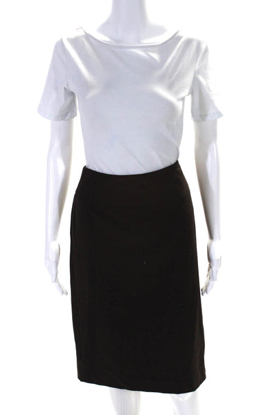 Rafaella Womens Split Hem Lined Knee Length Straight Pencil Skirt Brown Size 8