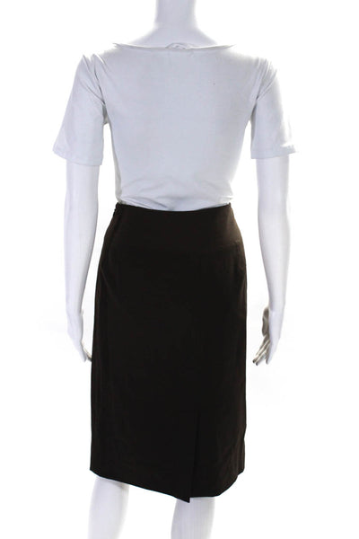 Rafaella Womens Split Hem Lined Knee Length Straight Pencil Skirt Brown Size 8