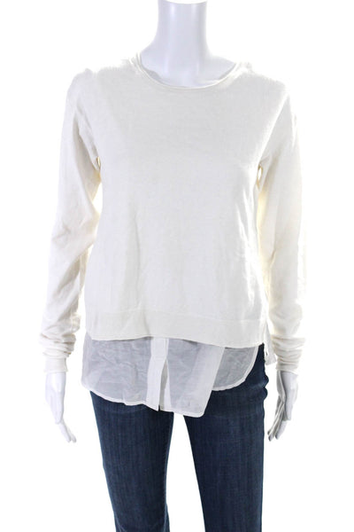 Generation Love Womens Long Sleeve Scoop Neck Layered Sweatshirt White Size XS