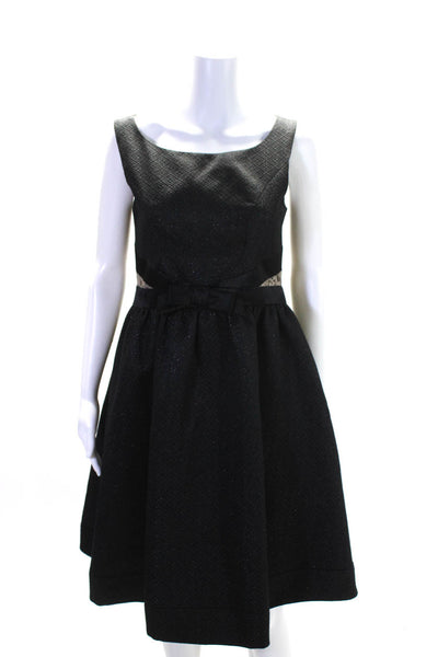 ERIN Erin Fetherston Womens Satin Bow Metallic Knit Cocktail Dress Black Size 8