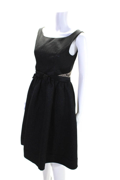 ERIN Erin Fetherston Womens Satin Bow Metallic Knit Cocktail Dress Black Size 8