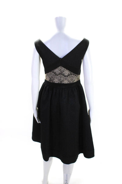 ERIN Erin Fetherston Womens Satin Bow Metallic Knit Cocktail Dress Black Size 8