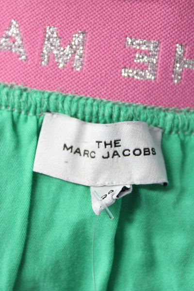 Marc Jacobs Girls Logo Waistband Metallic Striped A Line Skirt Green Size 12