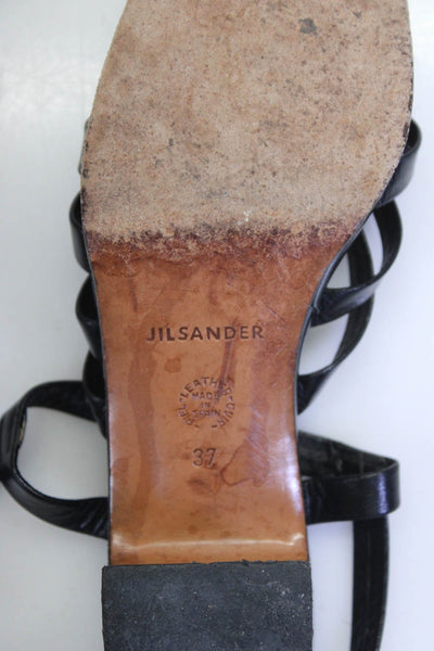 Jil Sander Womens Leather Strappy Slingbacks Sandal Heels Black Size 37 7
