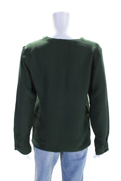 Max Mara Womens Long Sleeve V Neck Boxy Lightweight Top Green Size 6