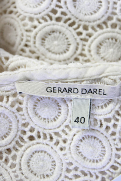 Gerard Darel Womens White Cotton Lace Crew Neck Sleeveless Blouse Top Size 40