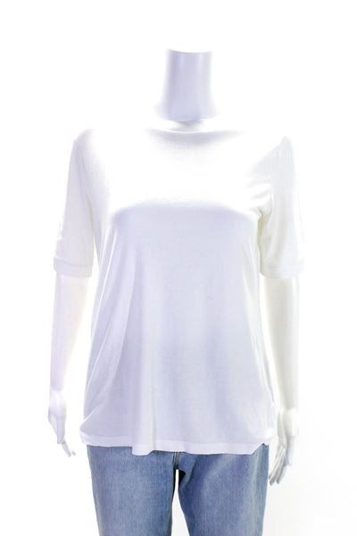 Bogner Womens Solid White Crew Neck Short Sleeve Tee Top Size 12