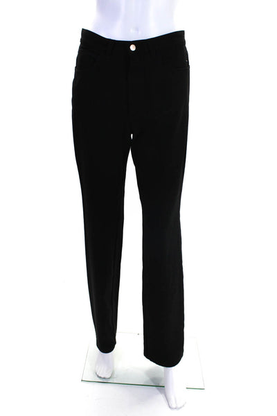 MCM Womens Solid Black High Rise Flat Front Straight Leg Trouser Pants Size 34