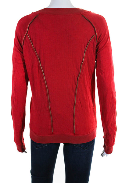 Marc Jacobs Womens Cotton Zipper Detail Round Neck Zip Up Jacket Red Size S