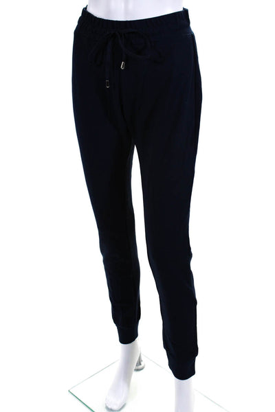 Kimberly Taylor Womens Drawstring Waist Mid-Rise Tapered Trousers Navy Size S