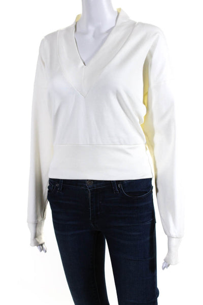 Kimberly Taylor Women V-Neck Long Sleeve Pullover Blouse Top White Size S