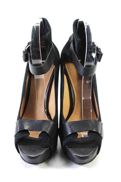L.A.M.B. Womens Black Open Toe Ankle Strap Platform Heels Sandals Shoes Size7.5M