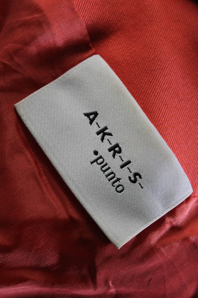 Akris Punto Womens Crew Neck Full Zipper Jacket Coral Orange Cotton Size 6