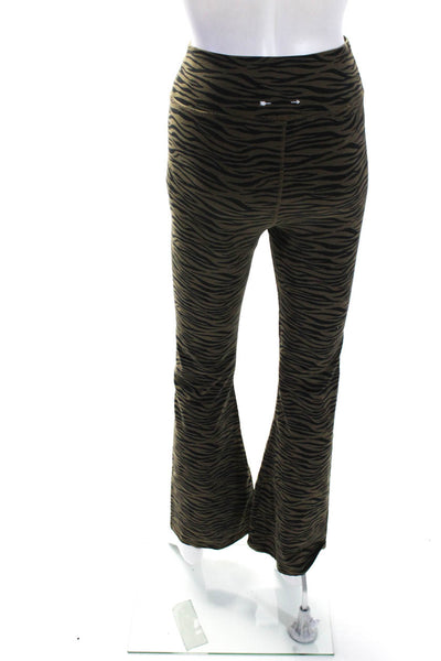 The Upside Womens Tiger Stripe High Waist Flare Leggings Yoga Pants Brown XS