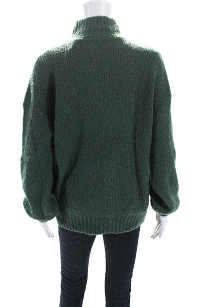 Lovers + Friends Womens Oversize Turtleneck Pullover Sweater Green Size XS