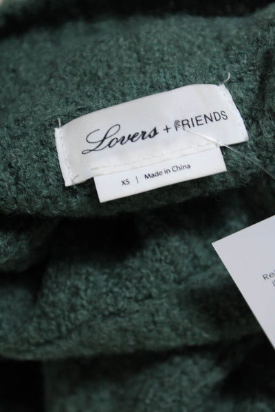 Lovers + Friends Womens Oversize Turtleneck Pullover Sweater Green Size XS