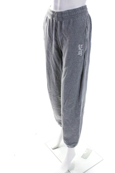 Les Girls Les Boys Womens Cotton Fleece Elastic Waist Sweatpants Gray Size XS