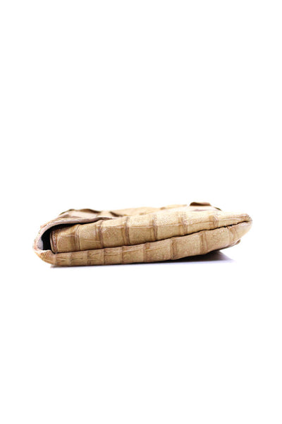 Juliette Jake Womens Light Brown Crocodile Skin Flat Clutch Bag Handbag