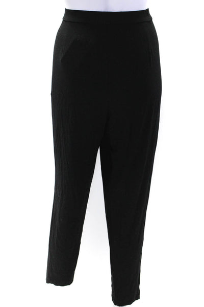 Eileen Fisher Womens Elastic Waistband High Rise Straight Leg Pants Black Medium