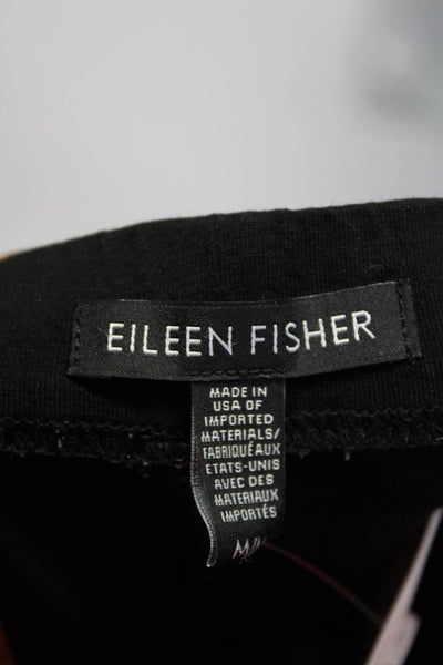 Eileen Fisher Womens Elastic Waistband High Rise Straight Leg Pants Black Medium