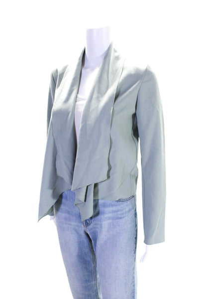 Worth New York Womens Long Sleeve Draped Open Front Jacket Gray Size XP