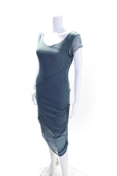 Porto Womens Sleeveless Scoop Neck Mesh Overlay Sheath Dress Gray Size 0