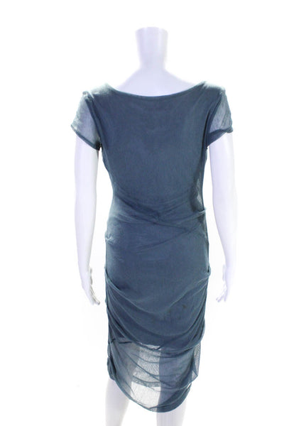 Porto Womens Sleeveless Scoop Neck Mesh Overlay Sheath Dress Gray Size 0