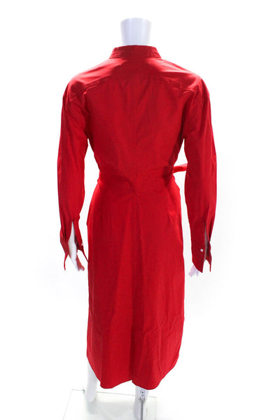 Proenza Schouler Womens Button Front Long Sleeve Collarless Dress Red Size 4