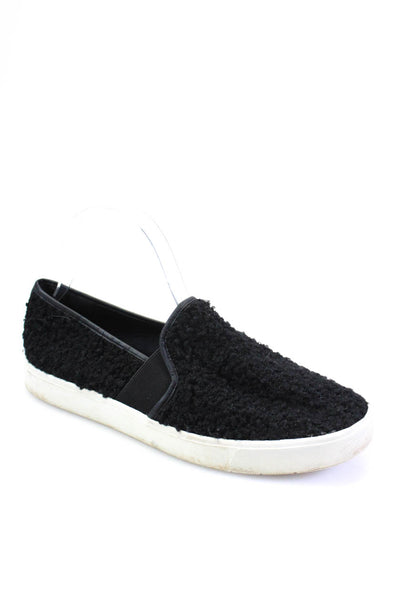 Vince Womens Faux Shearling Slip On Casual Sneakers Black Size 9