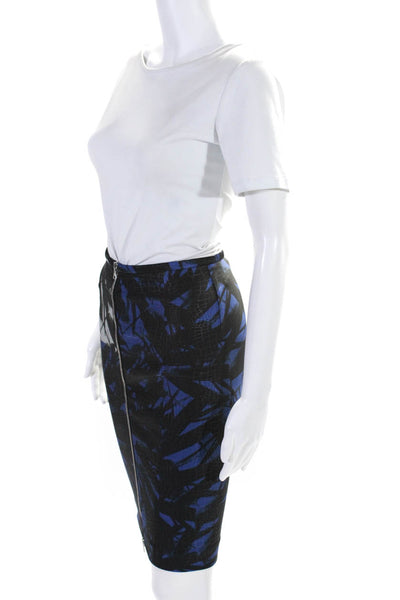 Yigal Azrouel Womens Knee Length Abstract Pencil Skirt Black Blue Gray Size 0