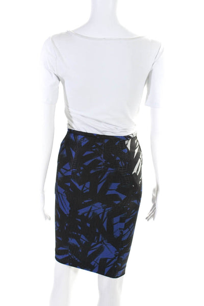 Yigal Azrouel Womens Knee Length Abstract Pencil Skirt Black Blue Gray Size 0