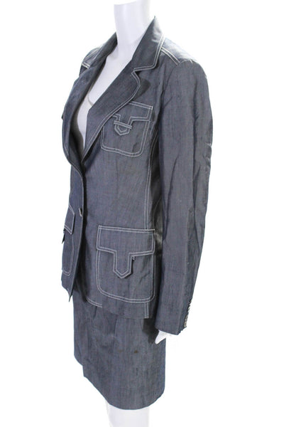 Michael Kors Womens Gray Silk Pockets Two Button Blazer Pants Suit Set Size 10 8