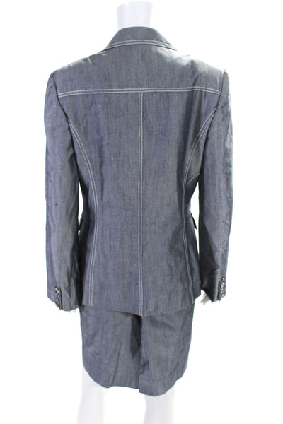 Michael Kors Womens Gray Silk Pockets Two Button Blazer Pants Suit Set Size 10 8