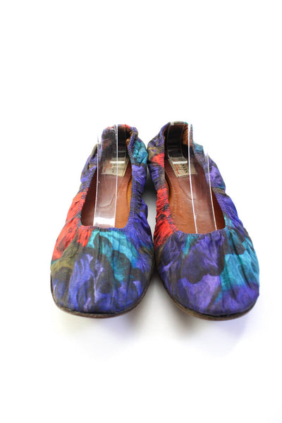 Lanvin Womens Multicolor Floral Print Ballet Flats Shoes Size 10.5