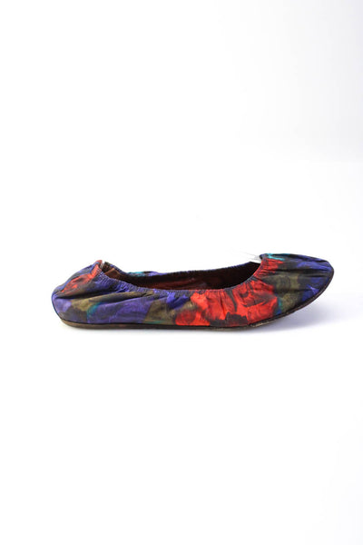Lanvin Womens Multicolor Floral Print Ballet Flats Shoes Size 10.5