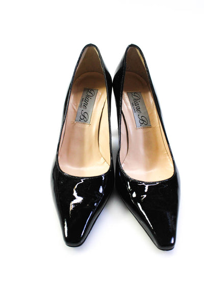 Diane B Womens Solid Black Leather Pointed Toe Heels Pumps Shoes Size 6