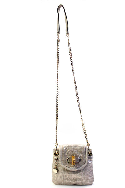 Milly Womens Silver Turn Lock Flap Chain Strap Mini Shoulder Bag Handbag