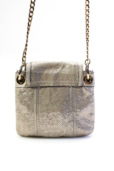 Milly Womens Silver Turn Lock Flap Chain Strap Mini Shoulder Bag Handbag
