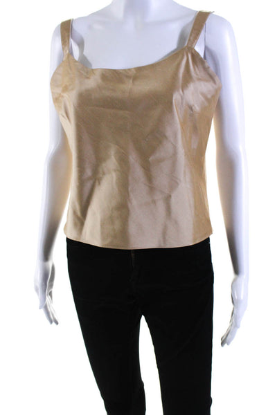 Lafayette 148 New York Womens Scoop Neck Taffeta Tank Top Blouse Beige Size 8