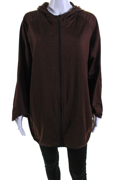 Gaiam Womens Hooded Two Pocket Long Sleeve Zip Up Jacket Brown Size XL