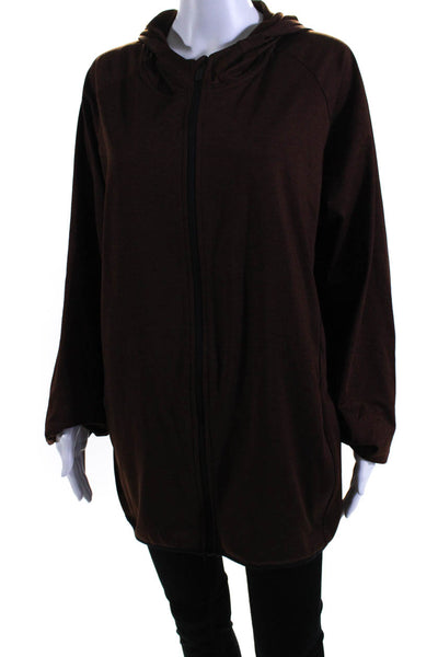 Gaiam Womens Hooded Two Pocket Long Sleeve Zip Up Jacket Brown Size XL