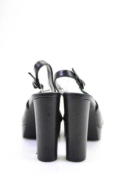 Steve Madden Womens Leather Peep Toe High Heel Platform Slingbacks Black Size 9M