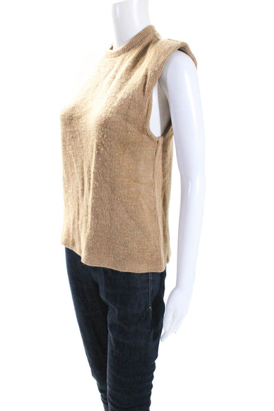 Kimberly Taylor Womens Sleeveless Crew Neck Sweater Vest Beige Size Medium