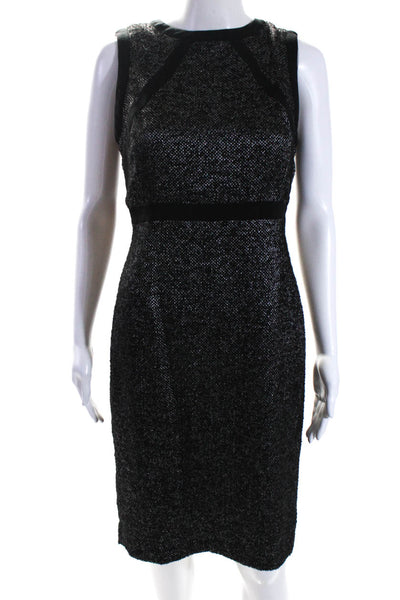 Ava & Aiden Womens Textured Sleeveless Lined Midi Sheath Dress Black Size 4