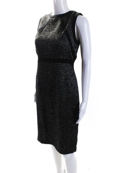 Ava & Aiden Womens Textured Sleeveless Lined Midi Sheath Dress Black Size 4