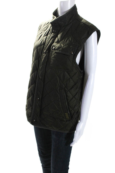 Polo Ralph Lauren Womens Quilted Full Zip Sleeveless Vest Army Green Size M