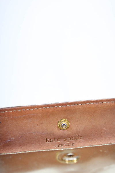 Kate Spade New York Patent Leather Metallic Snap Flap Small Card Wallet Gold 4"