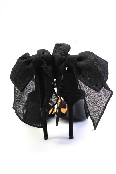 Walter De Silva Womens Black Bow Strappy High Heels Sandals Shoes Size 6.5