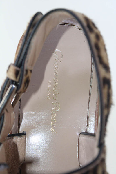 Gianvito Rossi Womens Brown Animal Print Strappy Flat Sandals Shoes Size 6.5